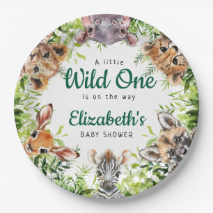 Assiettes En Carton Wild One Watercolor Safari Animaux Baby shower