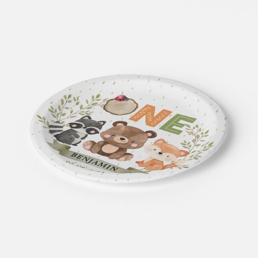 Assiettes En Carton Wild One Woodland 1er Birthday Papier Plaque (Angle)