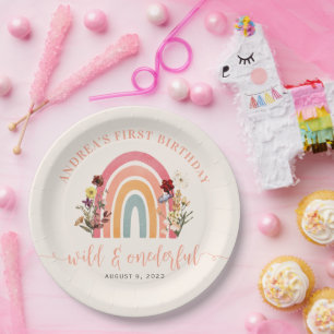 Assiettes En Carton Wild & Onedering Fleur sauvage Rainbow 1er anniver
