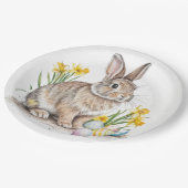 Assiettes En Carton Wild Rabbit with Daffodils Easter (Angle)