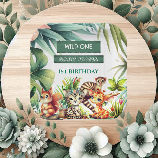 Assiettes En Carton Wild Un Anniversaire Jungle Safari Tropical Green