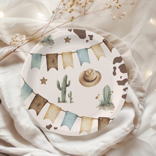 Assiettes En Carton Wild West Boy Première Rodéo 1ère fête d'anniversa