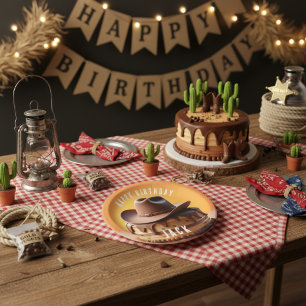 Assiettes En Carton Wild West Cowboy Casquette Cake