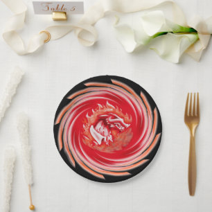 Assiettes En Carton Wild Wolf Whirling plaques en papier noir