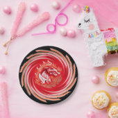 Assiettes En Carton Wild Wolf Whirling plaques en papier noir (Fête)