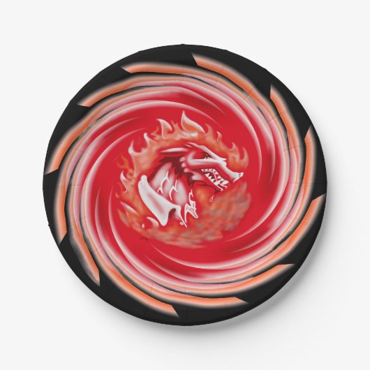 Assiettes En Carton Wild Wolf Whirling plaques en papier noir (Devant)