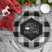 Assiettes En Carton Wild Wonderful Christmas Black Buffalo Plaid ID604