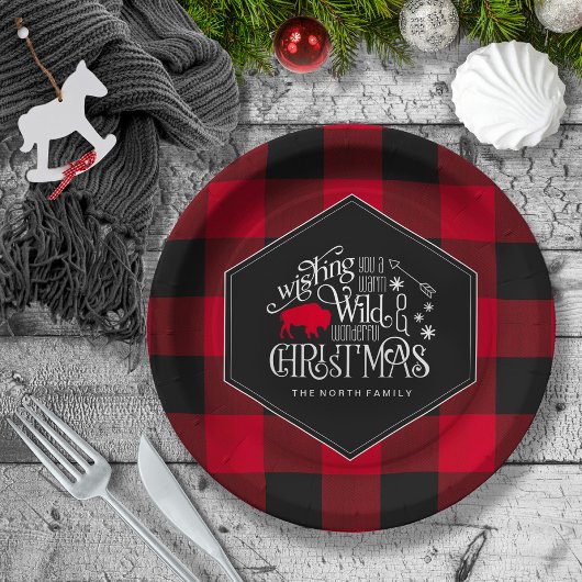Assiettes En Carton Wild Wonderful Christmas Red Buffalo Plaid ID604