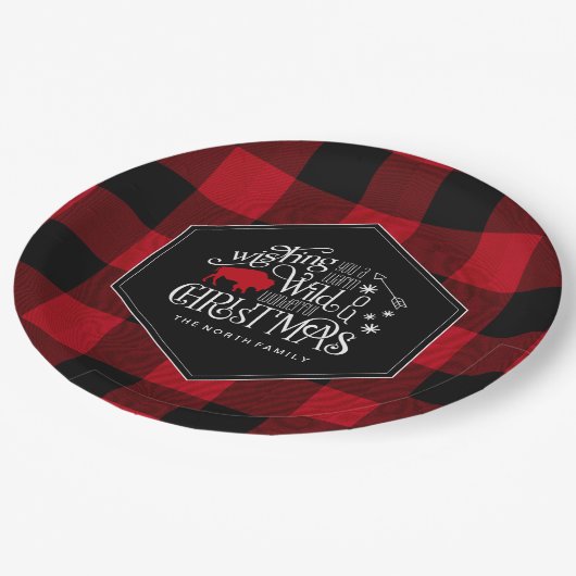 Assiettes En Carton Wild Wonderful Christmas Red Buffalo Plaid ID604 (Angle)