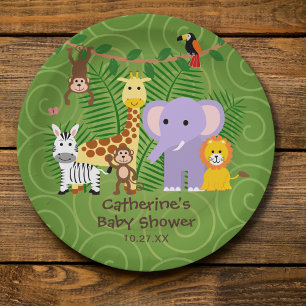 Assiettes En Carton Wild Zoo Animal Jungle Baby shower Safari