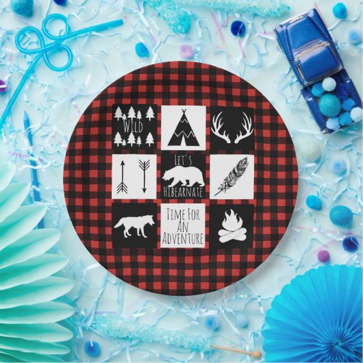 Assiettes En Carton Wilderness rustique & Animaux Buffalo Check Plaid (Fête)