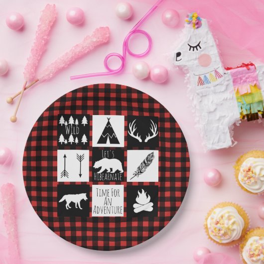 Assiettes En Carton Wilderness rustique & Animaux Buffalo Check Plaid (Fête)