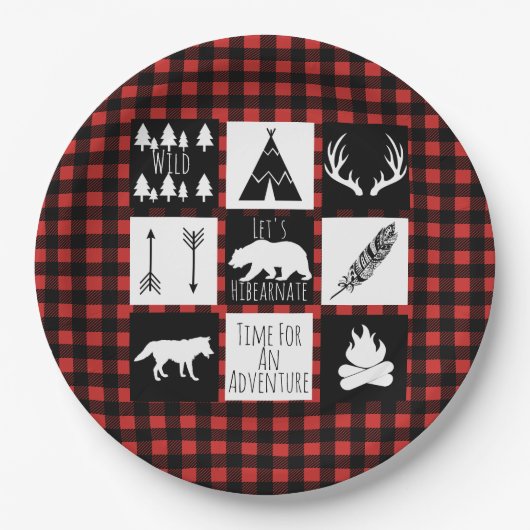 Assiettes En Carton Wilderness rustique & Animaux Buffalo Check Plaid (Devant)