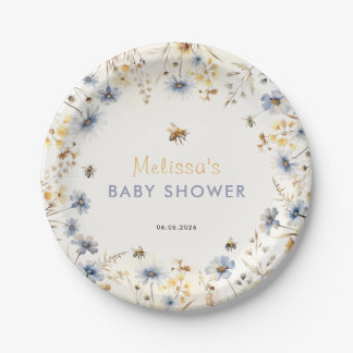 Assiettes En Carton Wildflower Baby Shower Spring
