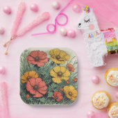 Assiettes En Carton Wildflower Birthday or Shower  (Fête)