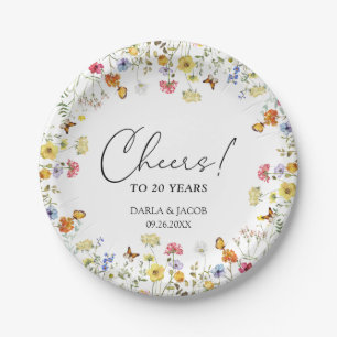 Assiettes En Carton Wildflower Boho Floral Cheers Wedding Anniversary