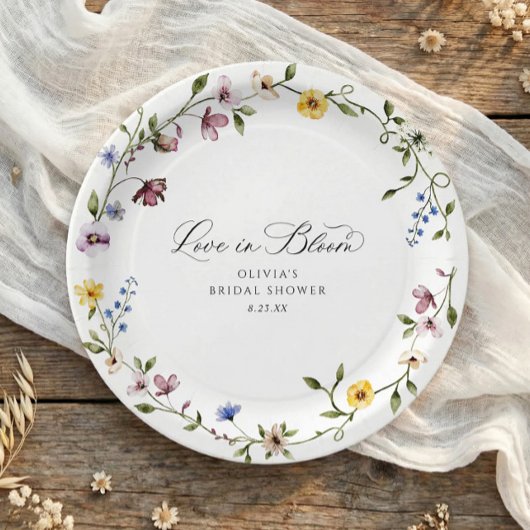 Assiettes En Carton Wildflower Love in Bloom Floral Bridal Shower