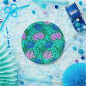 Assiettes En Carton William Morris Chrysanthèmes, Aqua et Violet (Fête)