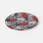 Assiettes En Carton William Morris Chrysanthèmes, gris et rouge (Angle)