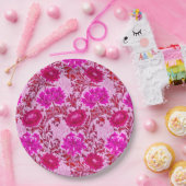 Assiettes En Carton William Morris Chrysanthemums Bourgogne et rose (Fête)