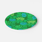 Assiettes En Carton William Morris Chrysanthemums, Lime Green & Aqua (Angle)
