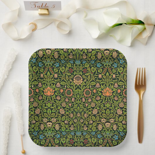 Assiettes En Carton William Morris - Columbine, dark green, (Mariage)