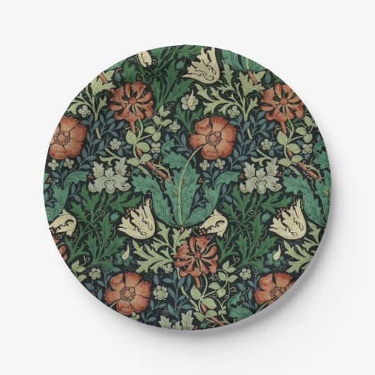 Assiettes En Carton William Morris Compton Floral Art Nouveau Motif (Devant)