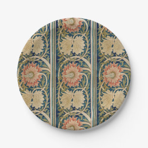 Assiettes En Carton William Morris Fleurs Roses Soie Broderie Antique