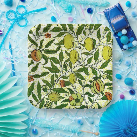 Assiettes En Carton William Morris Fruit exotique, Citron jaune (Fête)