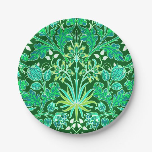 Assiettes En Carton William Morris Hyacinth Imprimer, Emerald Green (Devant)