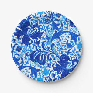 Assiettes En Carton William Morris Iris et Lily, Cobalt Blue