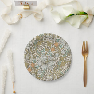 Assiettes En Carton William Morris Lys Bleu Or Classique