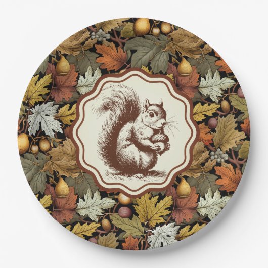 Assiettes En Carton William Morris part d'automne avec Squirrel Retro (Devant)
