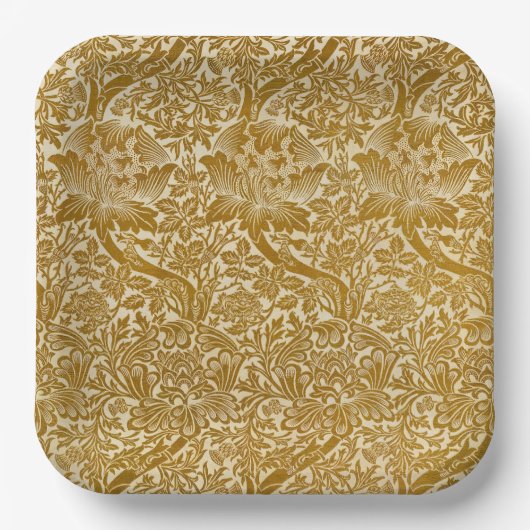Assiettes En Carton William Morris Rose & chardon Floral Golden (Recto)