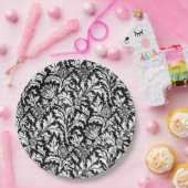 Assiettes En Carton William Morris Thistle Damask, noir et blanc (Fête)