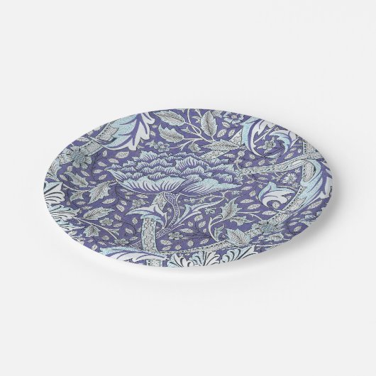 Assiettes En Carton William Morris Windrush fleurs bleues (Angle)