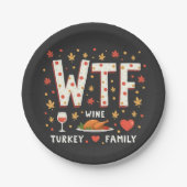Assiettes En Carton WIne Turquie Famille drôle Thanksgiving (Devant)