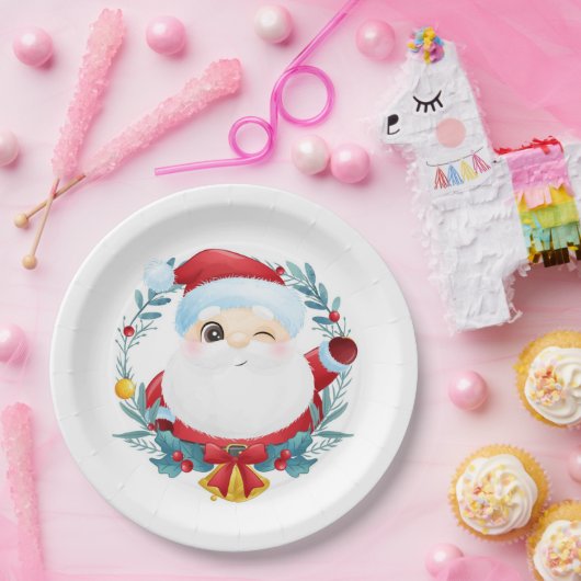 Assiettes En Carton Winking Père Noël (Fête)