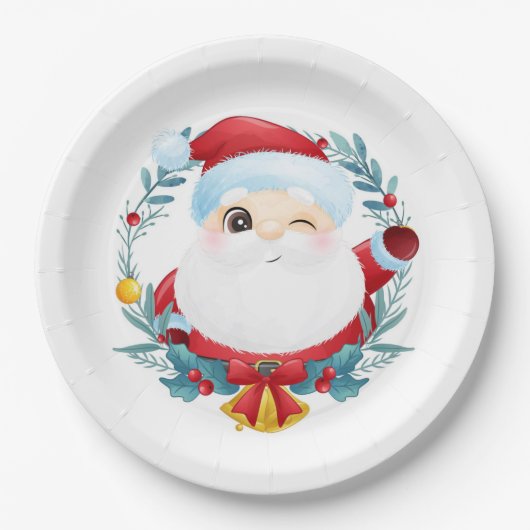 Assiettes En Carton Winking Père Noël (Devant)