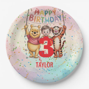 Assiettes En Carton Winnie l'Ourson Joyeux Anniversaire