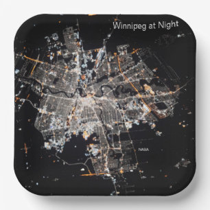 Assiettes En Carton Winnipeg Lights at Night, NASA ISS Photo