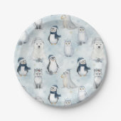 Assiettes En Carton Winter Arctic Animals Cute Penguin & Polar Bear (Devant)