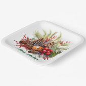 Assiettes En Carton Winter Berries Greenery Pine Cones (Angulaire)