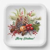 Assiettes En Carton Winter Berries Greenery Pine Cones (Recto)