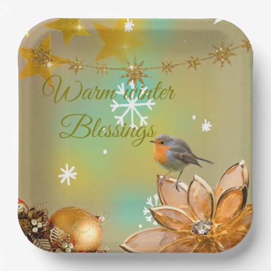 Assiettes En Carton Winter Blessings paper plates  (Recto)