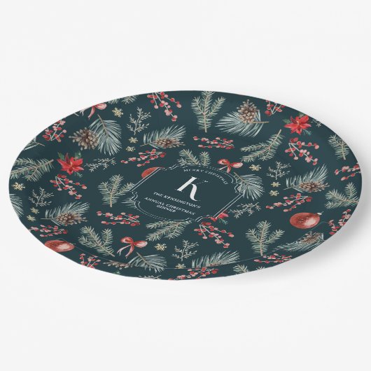 Assiettes En Carton Winter Botanicals | Monogram Christmas (Angle)