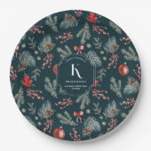 Assiettes En Carton Winter Botanicals | Monogram Christmas (Devant)