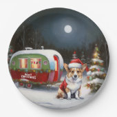 Assiettes En Carton Winter Corgi Caravan Christmas Adventure (Devant)