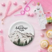 Assiettes En Carton Winter Forest Mountains Baby shower d'aventure (Fête)