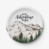 Assiettes En Carton Winter Forest Mountains Baby shower d'aventure (Devant)